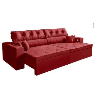 Imagem de Sofá 4 Lugares Smart 2,62 Metros Vermelho Retrátil Reclinável Tecnolog