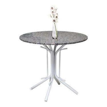 Imagem de Mesa Redonda De Jantar Tampo Granito + Base Em Aço Branca - Quality