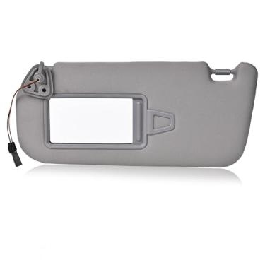 Imagem de Viseira de sol Hyundai Elantra versão EUA lado esquerdo do motorista LH com luz espelhada conexão elétrica e placas de extensão apto para Hyundai Elantra 2007-2010 substituir OEM # 852012H0208M tecido