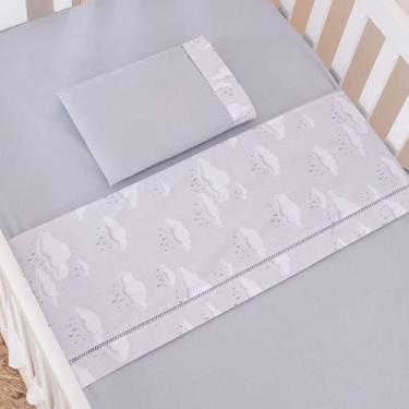 Imagem de Kit Jogo Roupa de Cama para Mini Berço Bebê 3 peças Coleção Nuvens - D