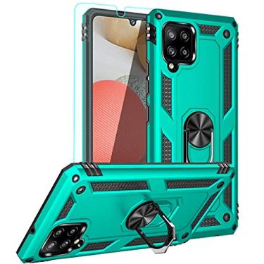 Imagem de Capa para Galaxy A42 5G, capa para Samsung A42 5GCase, com protetor de tela HD, YZOK [nível militar] anel suporte para carro capa protetora híbrida de policarbonato rígido macio TPU à prova de choque para Samsung Galaxy A42 5G (azul-petróleo)