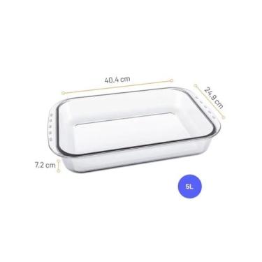 Imagem de Travessa Retangular 5 Litros Assadeira Marinex Lasanheira - Nadir Figu