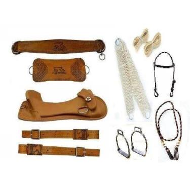 Imagem de MONTARIA 11x Peças Sela Freio De Ouro Cavalo Laço Comprido - SELARIA S