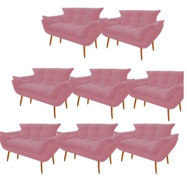 Imagem de Kit 08 Namoradeira  Decorativa  Opala Pés Palito em Madeira 2 Lugares 