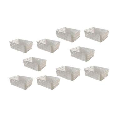 Imagem de Kit 10 cesto organizadores premium branco - Trioplast