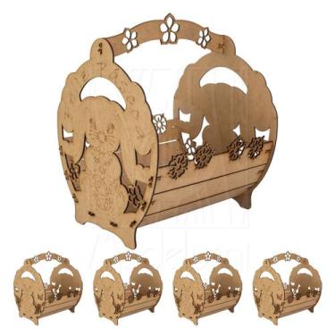 Imagem de 5 Cesta G Páscoa Mdf Ifood Presente Chocolate Ovo - Madelumi