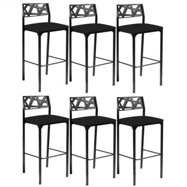 Imagem de Kit 6 banquetas Luiza material sintético preto-Gat Magazine