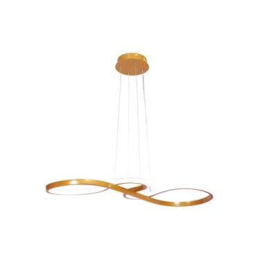 Imagem de Lustre Infinito Dourado Moderno 40w Bivolt Muda de Cor - Neotron