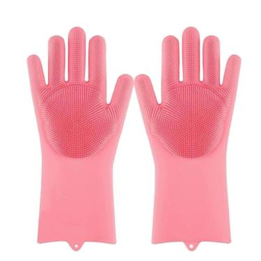 Imagem de Par De Luva Silicone Cozinha Lava Louça Frio Quente Cerdas