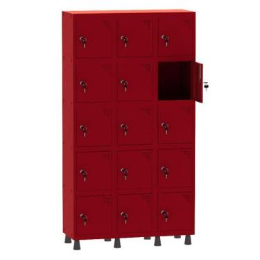 Imagem de Armário Guarda Volume Locker Roupeiro 3 Vãos 15 Portas Aço GRF503/15 V