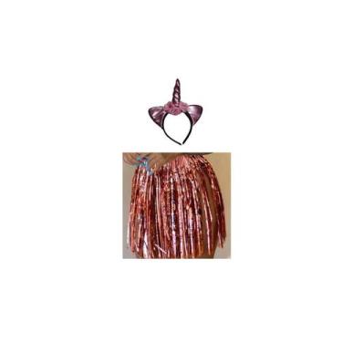 Imagem de Fantasia Saia Fita Brilho Metalizada Franja e Tiara Carnaval - MC PRES