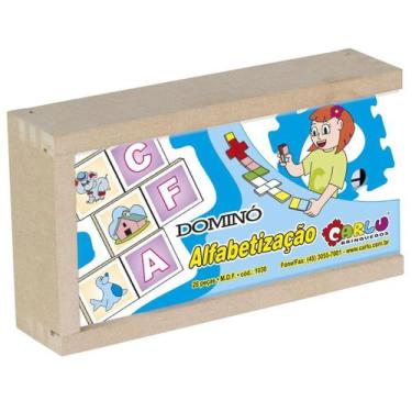 Imagem de Jogo de dominó da alfabetização com 28 peças em madeira carlu - 1030, 