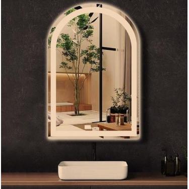 Imagem de Espelho jateado Arco Janelinha Iluminado com LED quente - 60x150cm - W