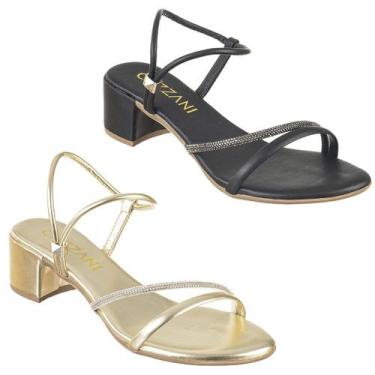 Imagem de Kit 2 Par Sandalia Feminina Preta Salto Bloco Plataforma - Cassi, Pret