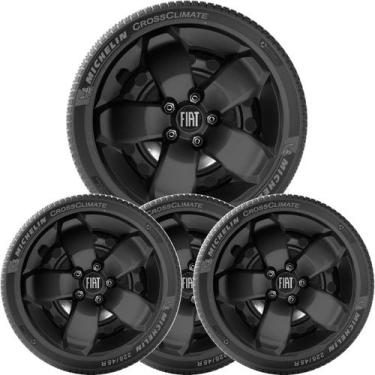 Imagem de 4x Calota FIAT TORO 17 a 20 Aro 16 Preto Emblema Novo 301cp - Grid