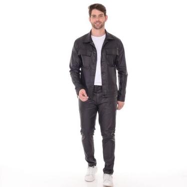 Imagem de Jaqueta Masculina Jaqueta Resinada Casaco Básico - Black Jeans, P, Pre