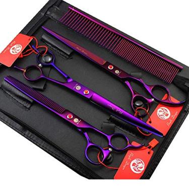 Imagem de Kit de ferramentas de cuidados para cães de corte de cabelo roxo dragão de 20 cm, tesouras curvas e finas.Purple Dragon roxo