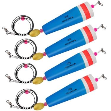 Imagem de THKFISH Boias de pesca boias de pesca boias pesadas para pesca estourar cortiça flutuador chocalho de cortiça boia boia de cortiça boia ponderada equipamento de pesca em água salgada BLU-5IN-4PCS