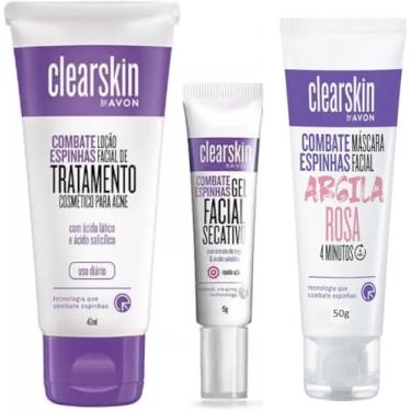Imagem de Kit Avon Clearskin Xô Espinhas - Tratamento para Acne Facial - Loção, Máscara e Gel - Anti-Acne - Oleosa - Unissex
