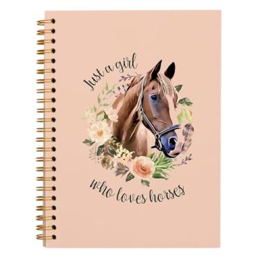 Imagem de hold fizz Caderno de cavalos – presentes de cavalo para meninas amantes de cavalos, material de diário de cavalo para meninas, caderno para anotações, caderno espiral de capa dura rosa 14 x 21 cm