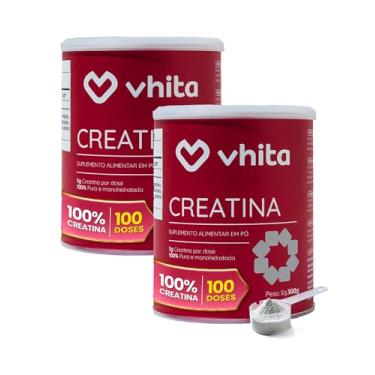 Imagem de Creatina 300g Pura Monohidratada - Suporte de Saúde cerebral e Muscular - 2 potes com 100 doses cada, Vhita