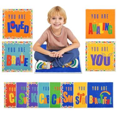 Imagem de HiiARug 12 peças de tapetes quadrados para sala de aula 45,7 x 45,7 cm para sala de aula, assentos sentados no chão para crianças, lugares para sentar para sala de aula, jardim de infância, decoração