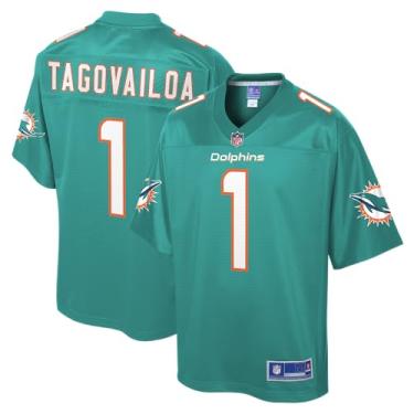 Imagem de NFL PRO LINE Camiseta masculina Tua Tagovailoa Aqua Miami Dolphins Big & Tall Player Jersey