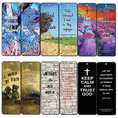 Imagem de Favorite Bible Verses Bookmarks Cards King James Version KJV (pacote com 60) – Escrituras inspiradoras encorajadoras – Cartões de oração – Decoração de sala de guerra – Material de meia para homens,