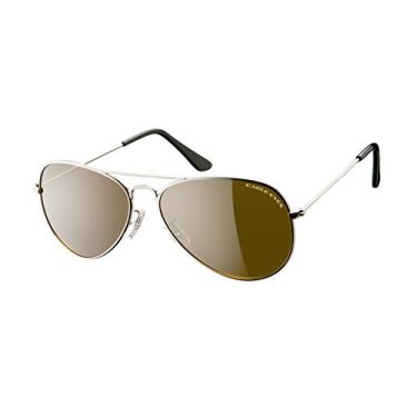 Imagem de Eyes Classic Aviator Sunglasses -Silver Stainless Steel Frame (58mm), Polarized Lenses