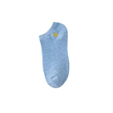Imagem de 2 pares - Meias femininas curtas finas de verão feitas de algodão puro com bordado de coração invisível - azul