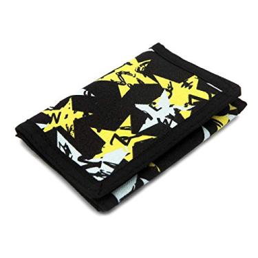 Imagem de Carteira infantil de lona com três dobras RFID para esportes ao ar livre - Carteira de bolso frontal com adesivo mágico, Pentágono preto, Small, Novidade