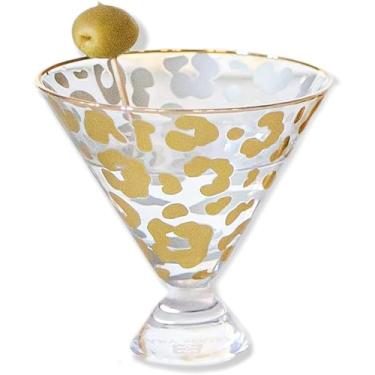 Imagem de Mary Square Copo Martini sem haste de vidro com estampa de leopardo de folha dourada