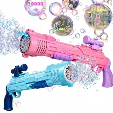 Imagem de Lança Bolhas De Sabão Gigantes Máquina de Bolhas Automática Lançador de Bolhas de Sabão Para Crianças Modelo Metralhadora Brinquedo Ao Ar Livre Divertimento De Verão Premium (Azul) (Azul)