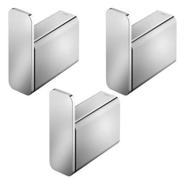 Imagem de Kit 3 Peças Cabide Porta Toalha Docol Flat Cromado 00960906