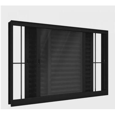 Imagem de Veneziana 3 Folhas Com Grade 100X100 Alumínio Preto Linha 25 Jade - Br