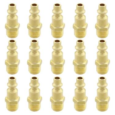Imagem de Kit de acoplador de ar e plugue, 15 peças de latão 1/4 polegada NPT macho adaptador de conexão rápida de mangueira de ar industrial, acessórios de compressor de ar, 15 peças (macho NPT)
