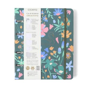 Imagem de CADERNO CRIATIVO ARGOLADO LAGOA PAUTADO 17X24 CISNE FLORAL VERDE