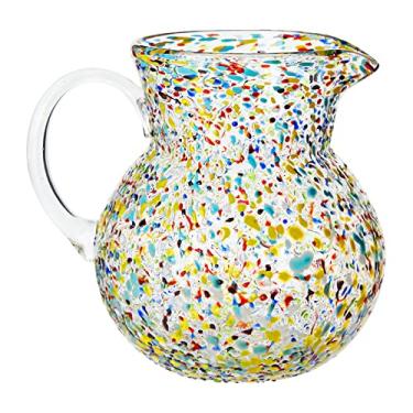 Imagem de Hand Blown Spanish Sangria Pitcher, Mexican Water Jug Glass with Confetti Rock Design (84 oz) MulticolorL8