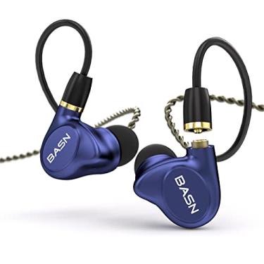 Imagem de BASN Fones de ouvido intra-auriculares Metalen com 4 drivers, IEMs com isolamento de ruído com graves profundos, para músicos, cantores, bateristas, baixistas (azul)
