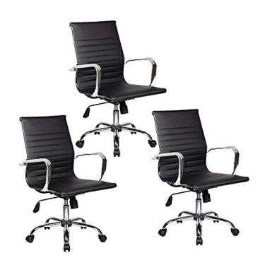 Imagem de Cadeira Escritório Diretor Giratória Style Charles Eames Conjunto Com 3 Unidades