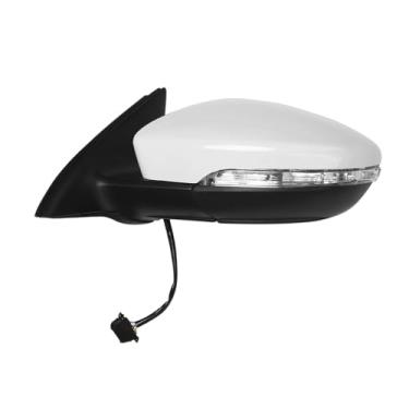 Imagem de DACOLWZING Conjunto de espelho retrovisor esquerdo, vidro elétrico, pisca aquecido, 6 fios, compatível com JETTA 2011-2018 5C7857507 branco