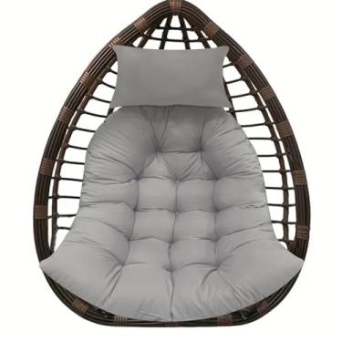 Imagem de BCKNT Almofada de assento de cesta suspensa espessa com encosto de cabeça, almofadas de cadeira de balanço de rede, almofada de cadeira de pátio de ovo macio com algodão PP de alta elasticidade, para