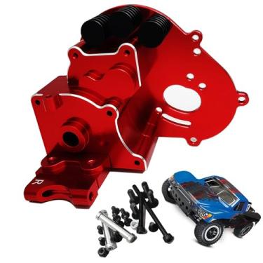 Imagem de Aluminum XZSNLYZ Transmission Case Gearbox with Motor Plate & Arm Mounts Upgrade Parts Fit for 1/10 Traxxas 2WD Slash/VXL Rustler/VXL Stampede/VXL Bandit/VXL RC Car Replace of 3691/A(Dark red)