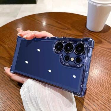 Imagem de Capa transparente à prova de choque para Samsung Galaxy A55 A53 A35 5G S24 Ultra S23 FE S22Plus S21 S20 Capa de proteção híbrida de acrílico rígido, azul-celeste, para Samsung S22 Plus