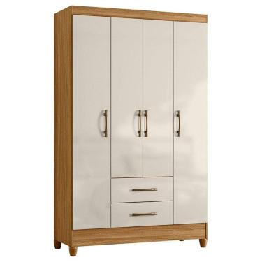 Imagem de Guarda Roupa Solteiro Paraty 4 Portas Freijó Off White - Moval