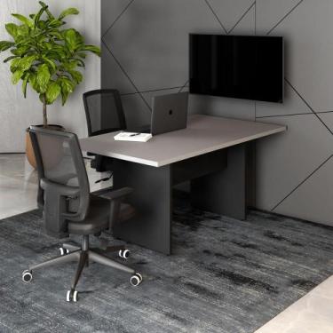 Imagem de Mesa Reunião Escritório 160cm x 80cm Cinza S Pr Pé Painel F5 - F5 Offi