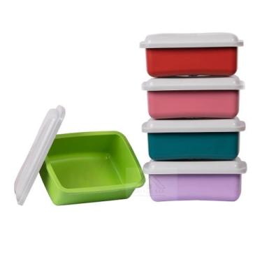 Imagem de Kit Potes Vasilhas De Plástico 750 ml Colorido 5 Peças