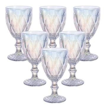 Imagem de Taça diamante furta cor Agua Suco Vinho De Vidro 340ml 6 Und - PRATICA