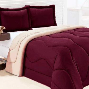 Imagem de Kit Edredom de Malha 3 Peças Casa Dona Casal 240x220 Vermelho