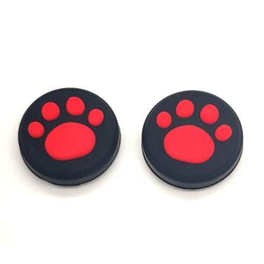 Imagem de 2 x controles analógicos de silicone para polegar e joystick para Nintendo Switch NS/Switch Lite Controller Joy-Con ThumbStick Gato Paw Claw (vermelho)